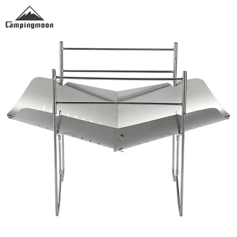 Campingmoon SOLO-A4 Portable Fire Pit Camping Bonfire BBQ Grill Stainless Steel Firewood Burner