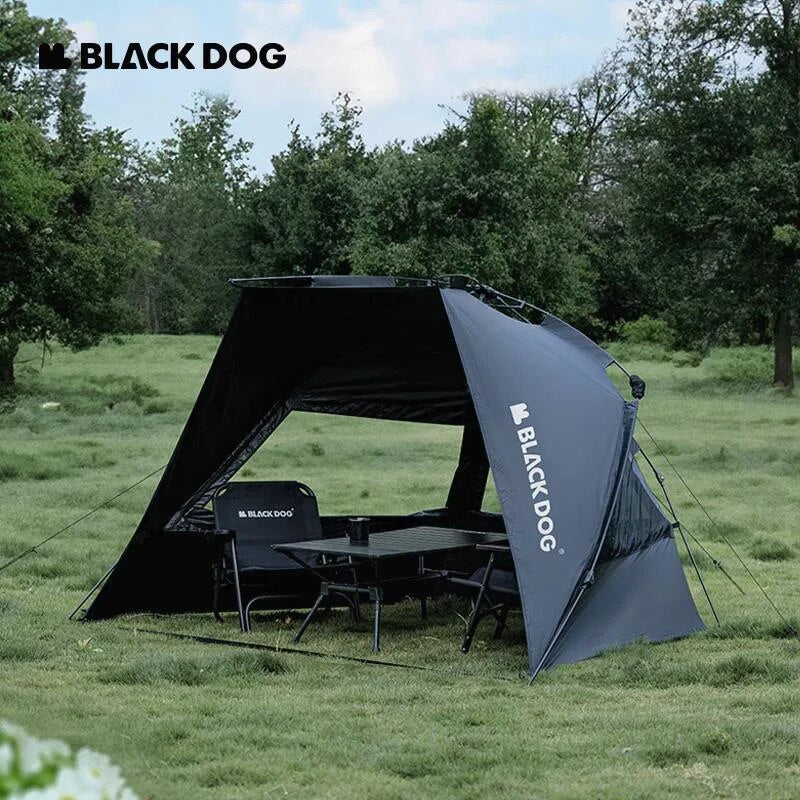 BLACKDOG by Naturehike Black Automatic Sunshade Beach Dome Tent Outdoor Canopy Fast Build UPF50+ Sunscreen Vinyl Coated Camping Picnic Fishing for 2-3 Person Waterproof PU3000mm Black Dog Nature Hike