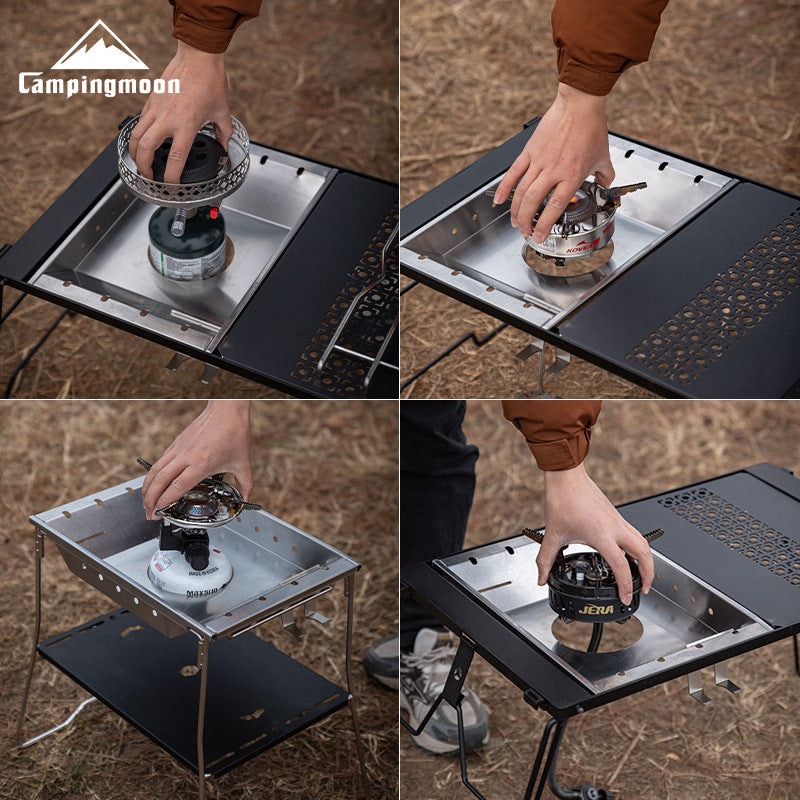 Campingmoon CK-25PG Korean Style IGT Rack Stainless Steel Windproof Butane Stove Plate Camping Table