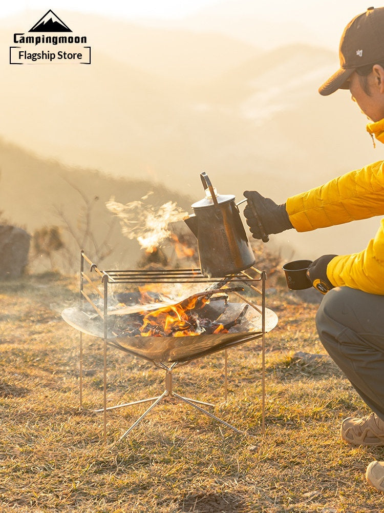 Campingmoon SOLO-A3 Sole Fire Pit Portable Lightweight Multifunctional Barbecue Grill Wood Stove Bonfire Heating Fire Station Outdoor Camping Travel