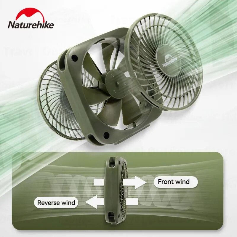 Naturehike STAR WIND Circulating USB Outdoor Camping Fan 3-Level Wind Speed 2-Way Air Flow Hanging Standing Tent Electric Fan Folding Ultralight Portable Heavy Duty Strong Wind Foldable Nature Hike Stand Hang