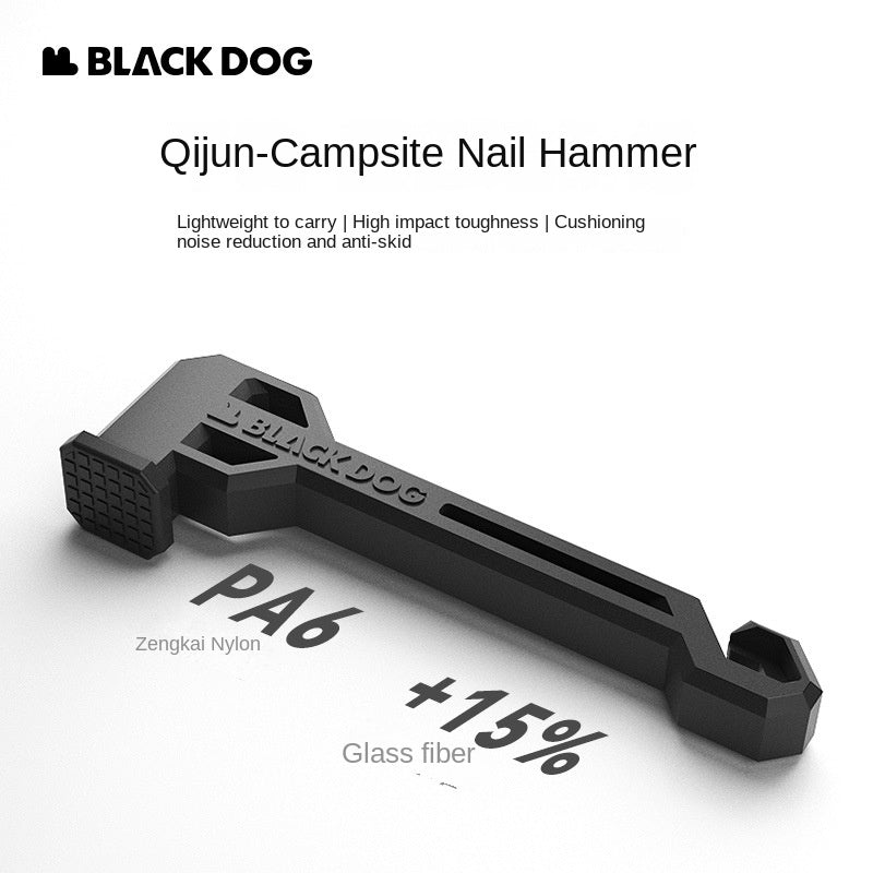 BLACKDOG Multifunctional Black Camping Hammer Tool Camping Tent Plastic Ground Peg Nail Hammer Outdoor Hiking Travel Picnic Beach Portable Survival Tools Equipment Heavy Duty Original Black Dog