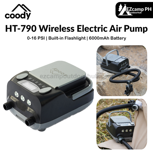 COODY HT-790 Wireless Electric Air Pump Portable Multipurpose Rechargeable Inflatable Air Tent Pump High Pressure Up To 16 PSI 6000mAh Battery