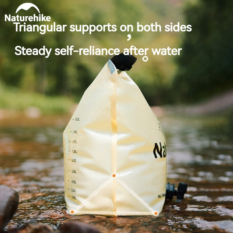 Naturehike Outdoor Water Bag Portable Lightweight Foldable 10L Large Capacity With Faucet Handle Folding Thick Soft Food Grade Water Container Camping