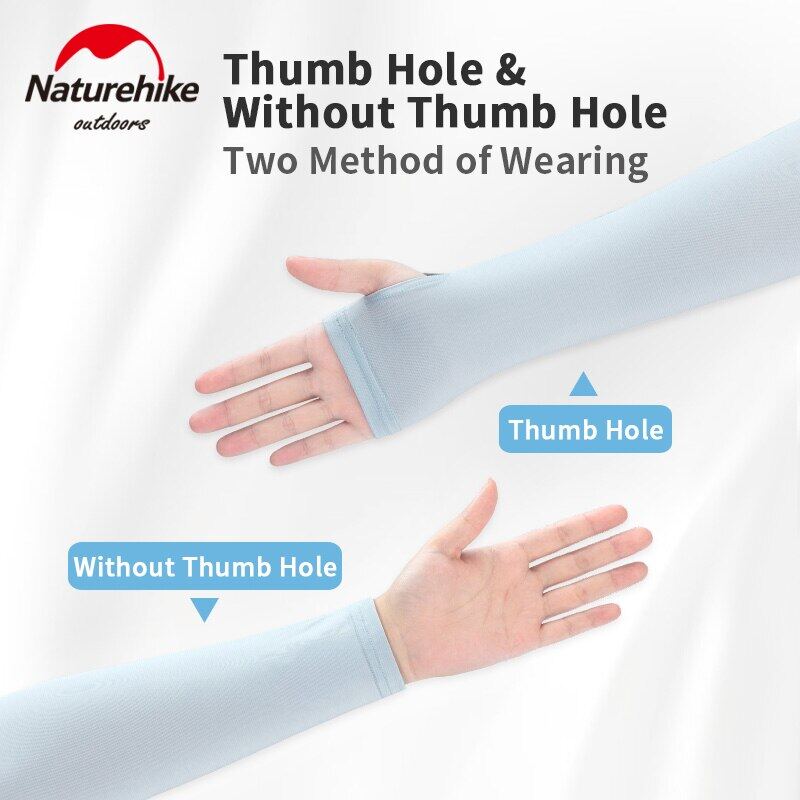 Naturehike Summer Sun UV Protection Ice Cooling Arm Cover Sleeve Woman Man Unisex Running Biking Hiking Fishing Non-Slip Long Gloves No Finger Sleeves