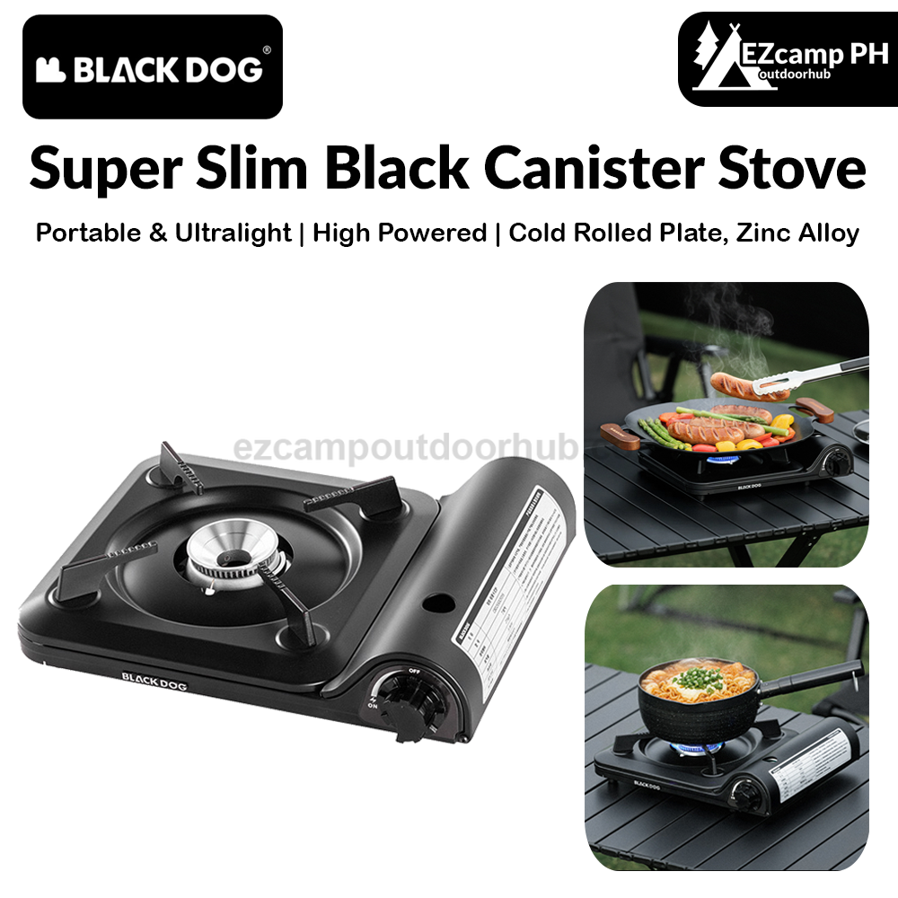 Blackdog Super Slim Black Canister Stove Portable Outdoor Camping Gas Cassette Burner 3300W Firepower Magnetic Valve Nozzle Butane With Storage Case