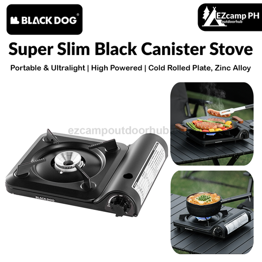 Blackdog Super Slim Black Canister Stove Portable Outdoor Camping Gas Cassette Burner 3300W Firepower Magnetic Valve Nozzle Butane With Storage Case