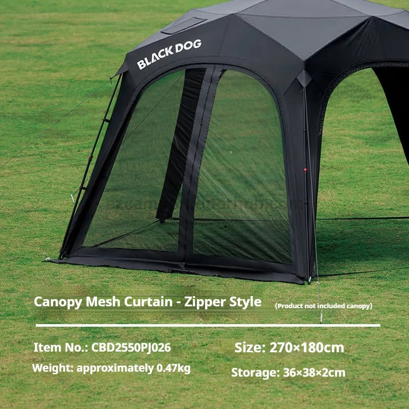 Blackdog STARRY DOME Pentagonal Canopy Zipper Version Modular Automatic Quick Open Sunshade Self-Supporting Canopy Outdoor Black Coated Vinyl