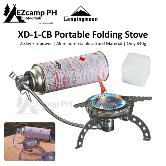 CAMPINGMOON Portable Folding Stove Outdoor Camping Hiking Ultralight Foldable Mini Butane Alpine Burner 2.5kw Firepower with Storage Case Gas Hose