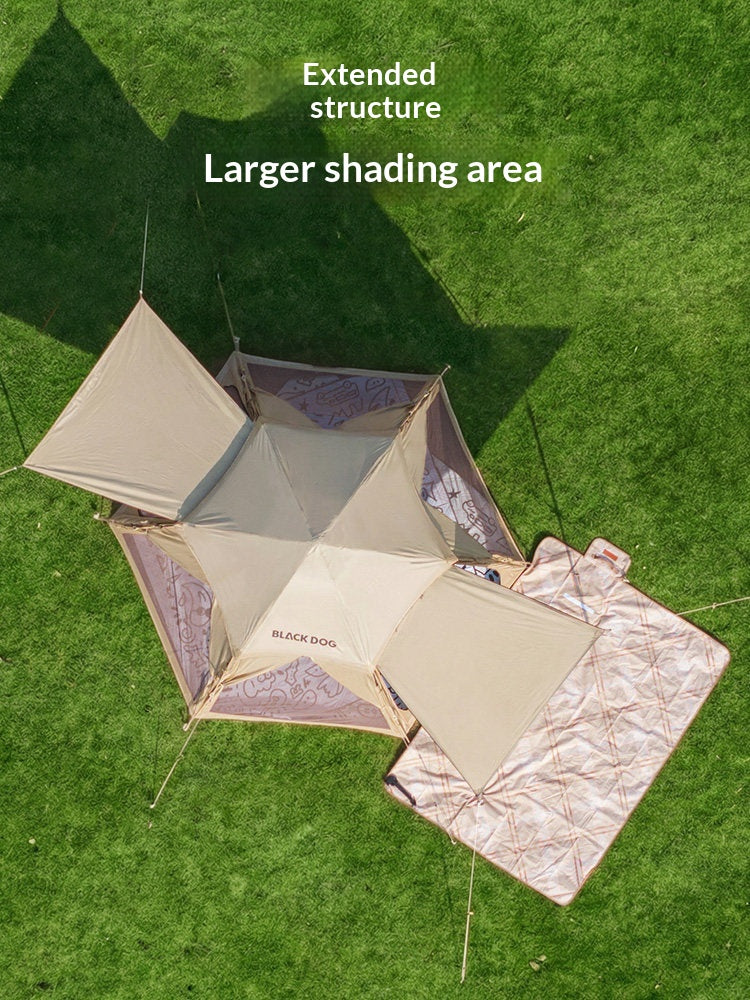 Blackdog WIND HAVEN Hexagonal Automatic Tent Dome Style 3-4 Persons Breathable 7-Sided Panorama Windows Black Vinyl or Silver Coated Sunscreen