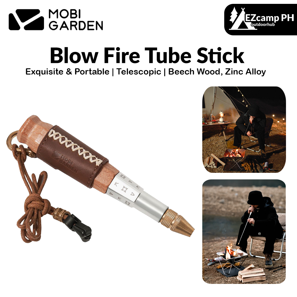 MOBI GARDEN Blow Fire Tube Stick Portable Lightweight Telescopic Stick Stainless Steel Retractable Firewood Stove Accessories Equipment Outdoor