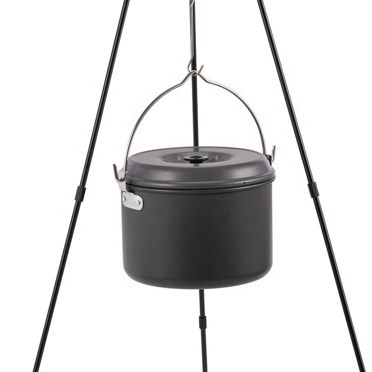 CAMPINGMOON Outdoor Hanging Pot Small Large Camping Ultralight Aluminum Cooking Hang Cookware Equipment for 5-8 Person 4L 5.5L