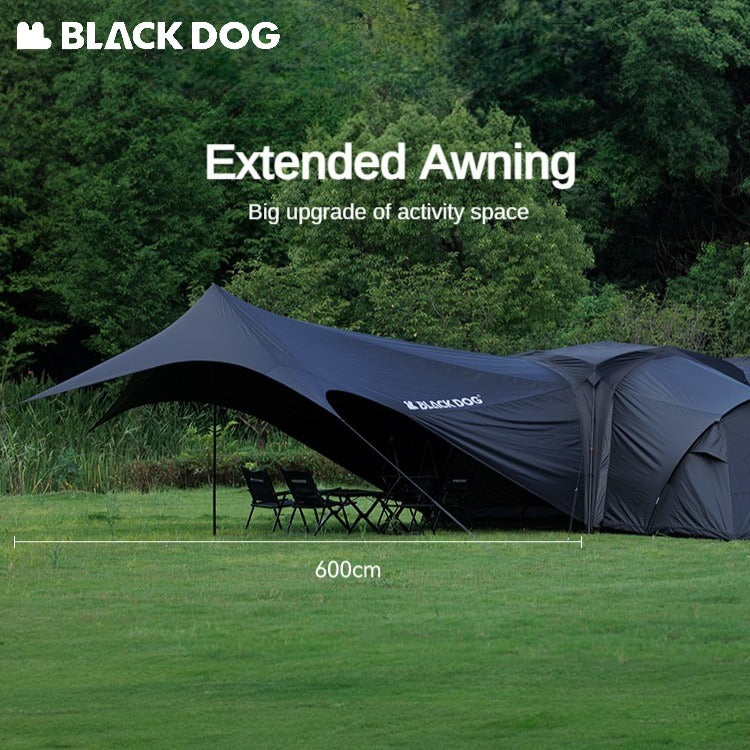 BLACKDOG by Naturehike DOME SKY Automatic Multiple Setting Canopy Tent Unlimited Connection Bedroom Awning Living Area Waterproof Outdoor Camping Vinyl Coated UPF100+ UV Sun Protection Black White Fast Build 4-12 Person Large Space Heavy Duty Shelter