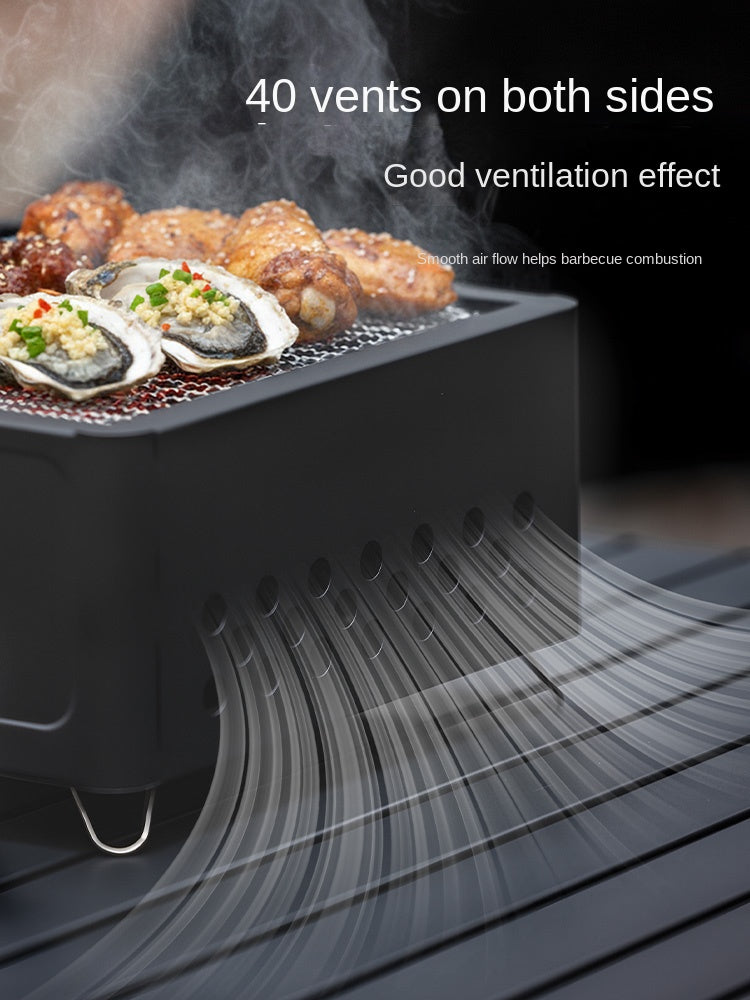 Blackdog Drawer Type Tabletop Charcoal Grill Portable Multipurpose 4-6 Person Desktop BBQ Griller Set Fireplace Outdoor Camping Cooking Equipment