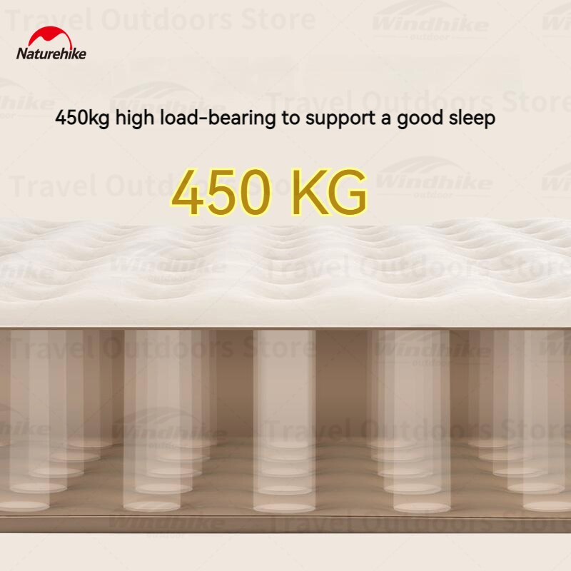 Naturehike Built-in Pump Air Mattress Bed PVC 25cm Thick 450kg Load Portable Camping Sleeping Mat Pad 1 2 3 Person Size Self Inflating Automatic