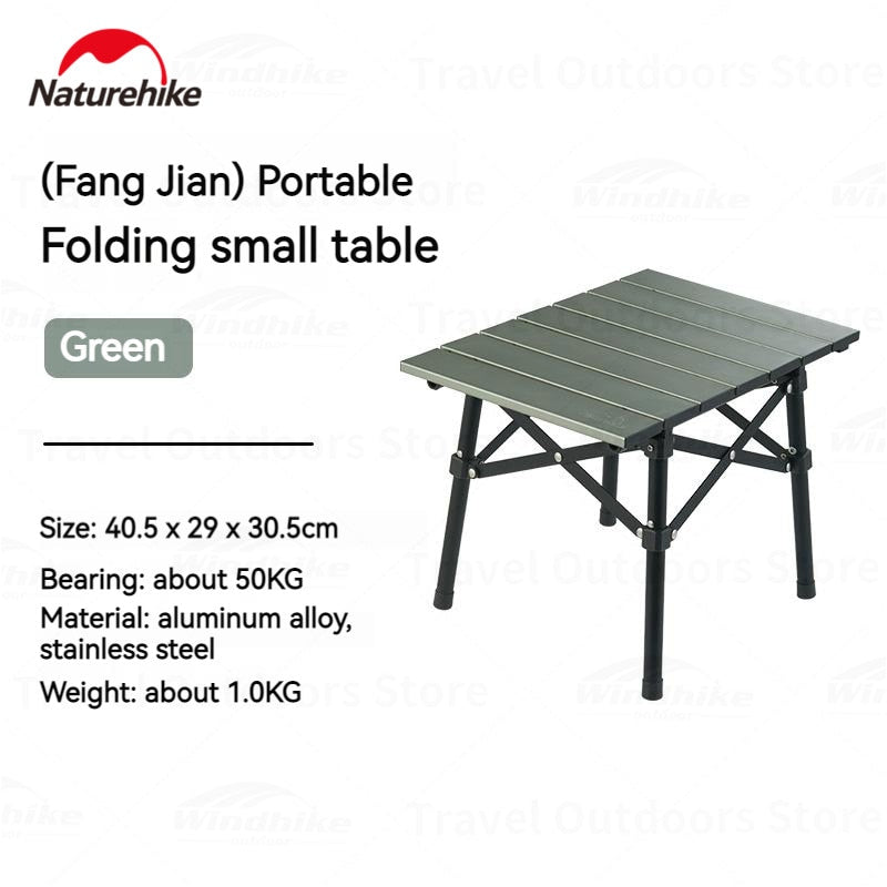 Naturehike Mini Square Folding Portable Camping Table Only 1kg Foldable Aluminum Durable 50kg Max Ultralight Hiking Picnic BBQ Small Egg Roll Table