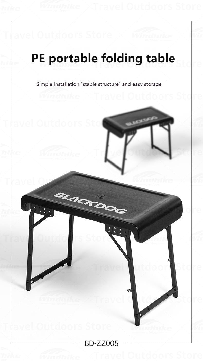 BLACKDOG by Naturehike Black Lightweight Portable Folding Table Camping Aluminum PE Plastic Table Telescopic Chair Set Outdoor Picnic BBQ Dining Foldable Black Dog Nature Hike