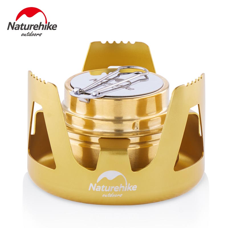 Naturehike Mini Alcohol Gas Fuel Stove with Carry Bag Lightweight Portable Outdoor Brass Spirit Burner Aluminum Stand Camping Picnic Backpacking Hiking Nature Hike