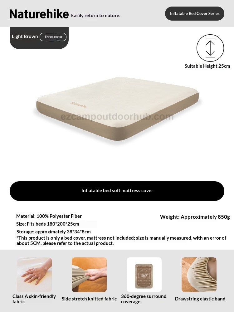 Naturehike Premium Soft Air Bed Mattress Cover Fitted Bed Sheet Inflatable Bed Pad Single Queen King Skin Friendly Machine Washable Outdoor