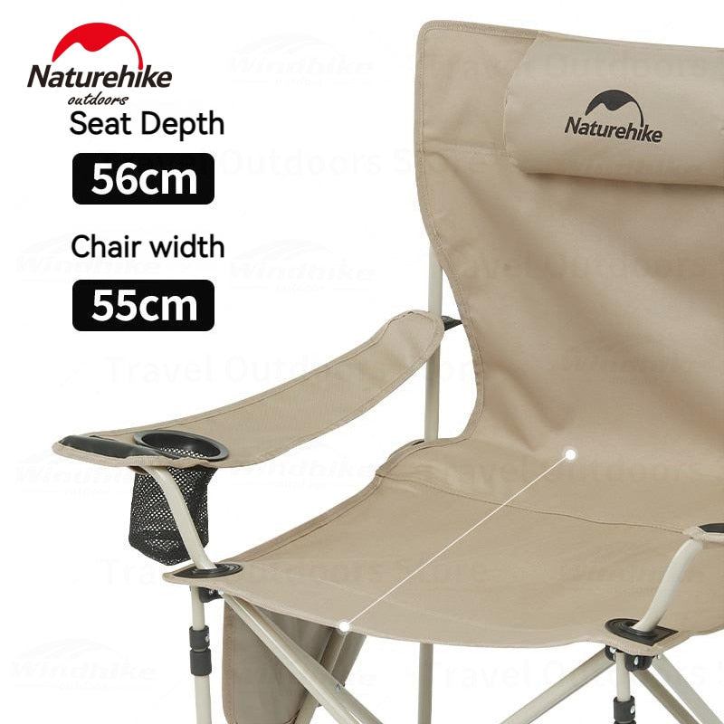 Naturehike 2 in 1 Reclining Foldable Camping Chair With Backrest And Armrests Folding Lying Multi-Functional Recliner Stool Seat Table 120KG Max Load