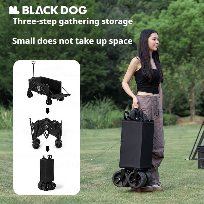 BLACKDOG Mountain Shadow Plus Camping Cart Portable Folding Cart With Brake Wheels Detachable Large Capacity Utility Wagon Outdoor Collapsible Trolley