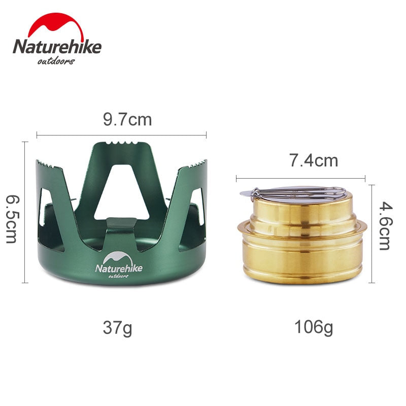 Naturehike Mini Alcohol Gas Fuel Stove with Carry Bag Lightweight Portable Outdoor Brass Spirit Burner Aluminum Stand Camping Picnic Backpacking Hiking Nature Hike