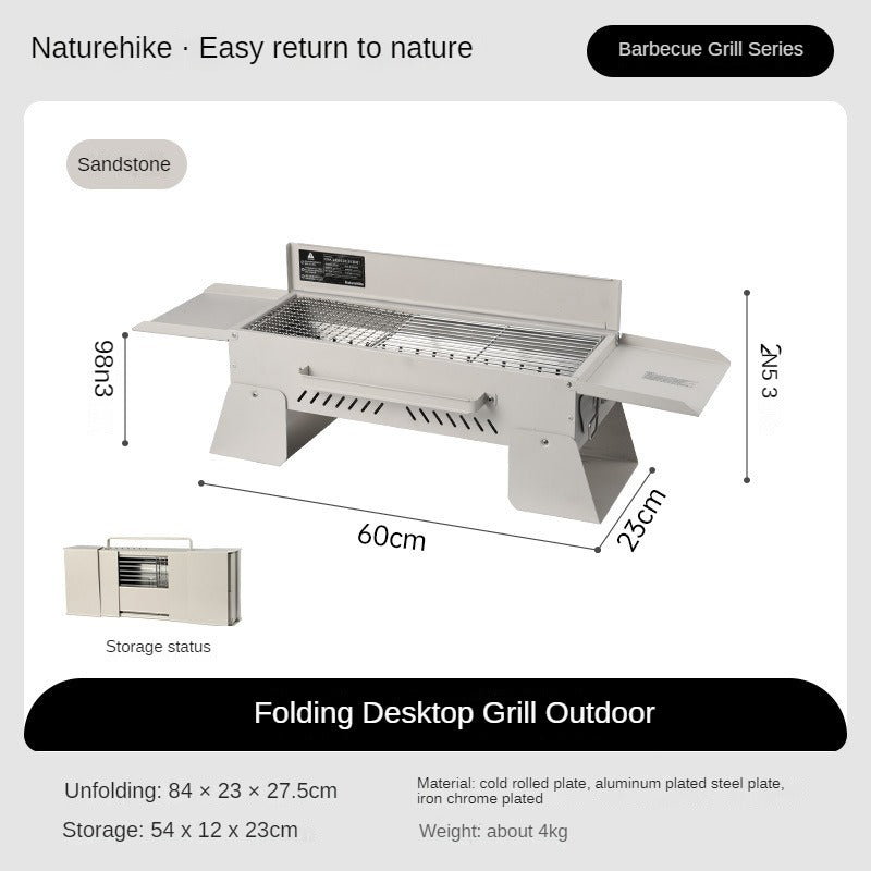 Naturehike Folding Desktop Grill Outdoor Portable Lightweight Barbecue BBQ Stove Burner Charcoal Grill Easy To Disassemble And Wash Camping Hiking Picnic Kitchenware Cookware Beach Travel Equipment Heavy Duty Original Nature Hike