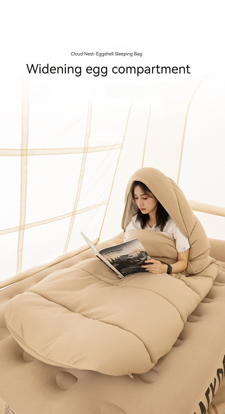 Blackdog CLOUD NEST Eggshell Sleeping Bag Portable Multipurpose Warm Comfortable Adult Hooded Quilt Bottom Opening Design Skin-Friendly Outdoor Camping Travel