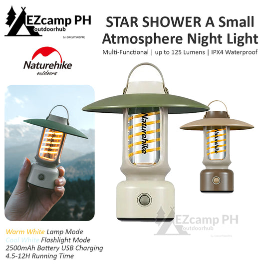 Naturehike STAR SHOWER A Small Atmosphere Night Light USB Charging LED Lantern IPX4 Waterproof Tent Hiking Camping Lamp 4.5-12H Rechargeable Battery