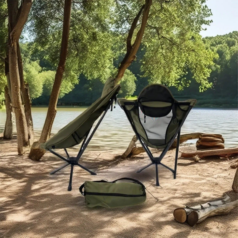 Swivel High Back Moon Chair Portable Ultralight Aluminum Frame Folding 360 Rotating Chair 150kg Max Load Camping Outdoor Travel