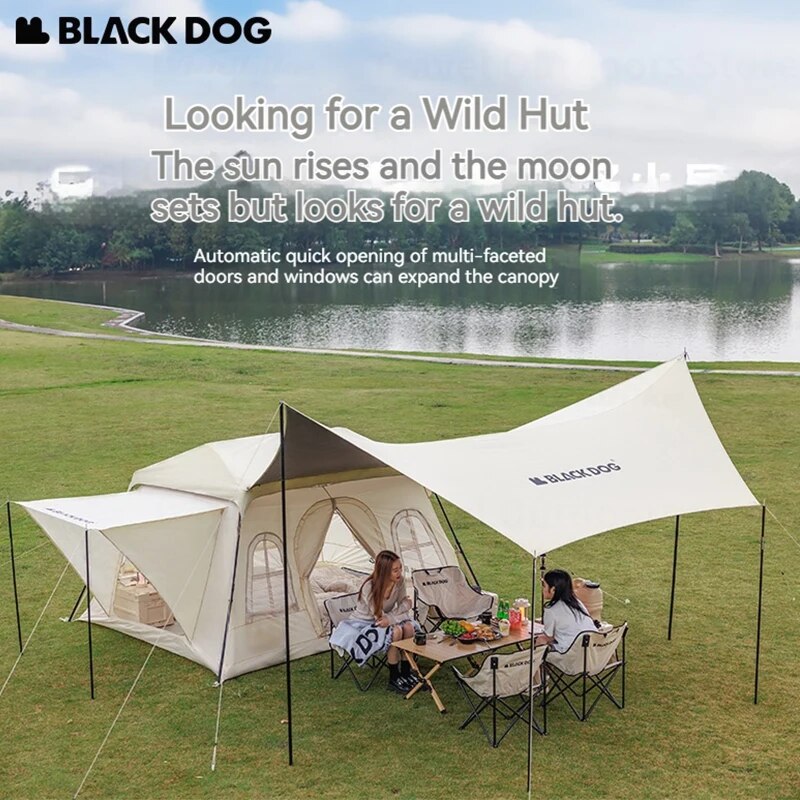 BLACKDOG FOR WILD Cabin Style Automatic Fast Build Tent Expandable Canopy Optional Add-on Vinyl Coated Sunscreen Waterproof Open Multiple Setting Tent