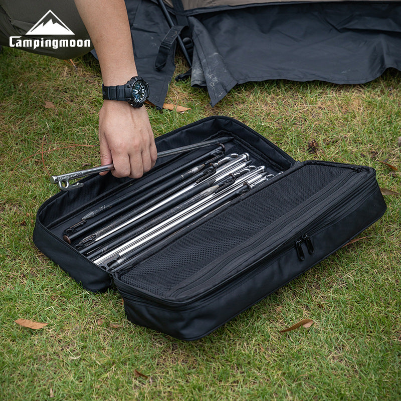 Campingmoon BK-15/40 Tactical Storage Bag Portable Outdoor Camping Equipment Tools Double Layer Storage Peg Stakes Hammer Rope Organizer Black Khaki