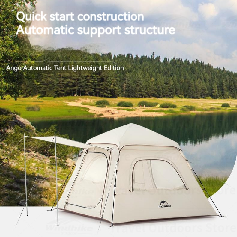 Naturehike ANGO Series 3 Lightweight Version Automatic Camping Tent 3 Person Waterproof Ultralight Portable Summer Breathable with Awning 210T Oxford