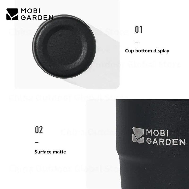 Mobi Garden Stainless Steel Frosted Surface Cup Food Grade 300ml Drinking Water Beer Tea Coffee Glass Small Portable Outdoor Camping Picnic Tableware Utensil Heavy Duty Black White Mobigarden