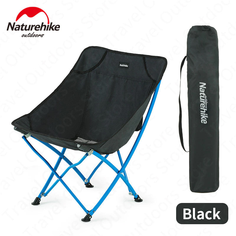 Naturehike YL04 Camping Portable Folding Moon Chair 120kg Max Load Outdoor Car Camp Seat 600D Oxford Cloth Cotton Foldable with Storage Bag Upgraded