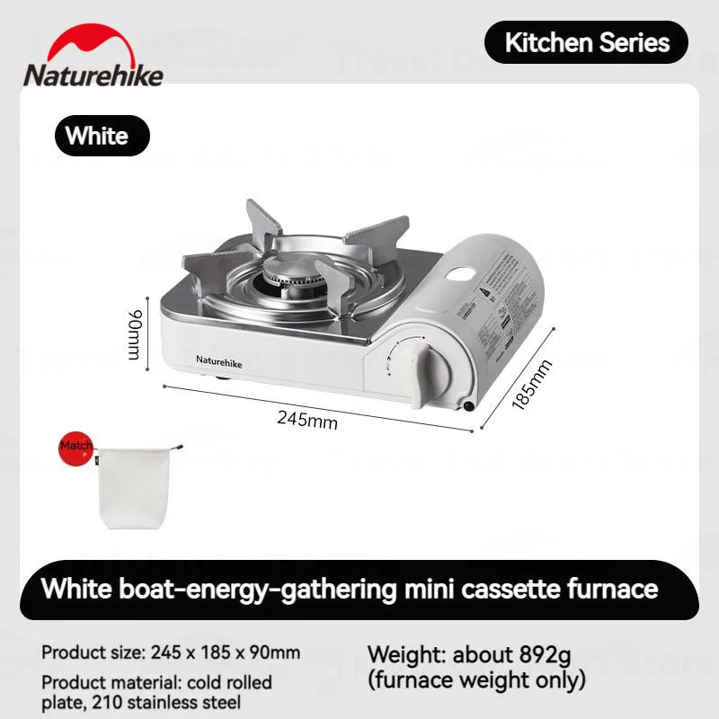 Naturehike WHITE BOAT Mini Portable Butane Gas Canister Cassette Stove Outdoor Camping Picnic Cooking Equipment Ultralight 892g 2.2kw Firepower Original Heavy Duty Burner Nature Hike