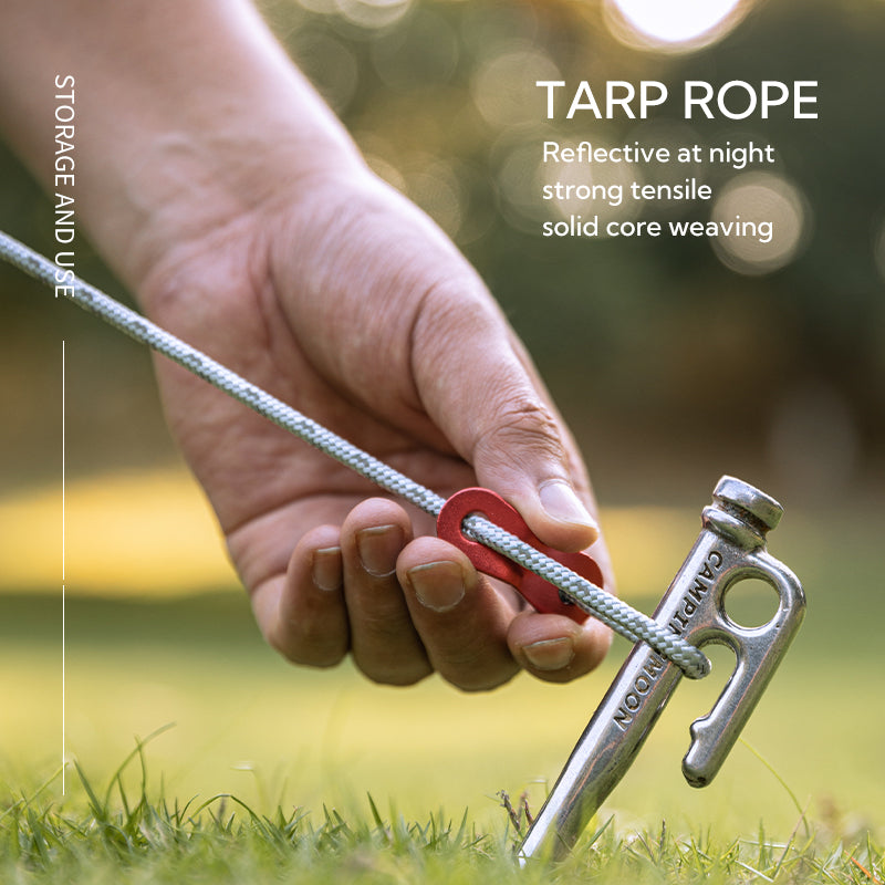 Campingmoon Tent Wind Rope Tarp Reflective Guy Lines with Adjustable