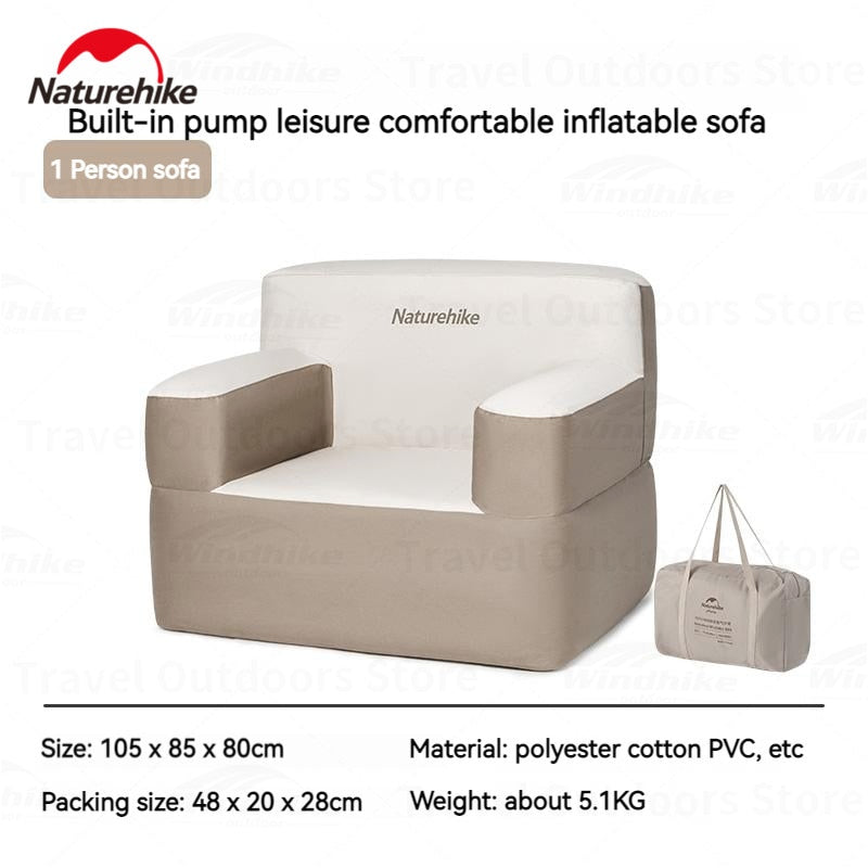 Naturehike KOS Automatic Air Inflatable PVC Cotton Sofa 1-2 Person Built-in Electric Air Pump up to 300kg Outdoor Camping Relax Chair Stool Lazy Sofa