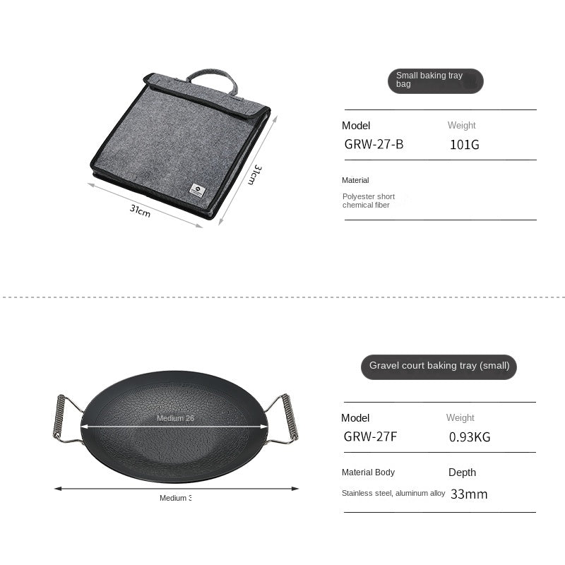 Campingmoon Stone Textured Grill Pan Non-Stick 3 Layer Steel Enamel Coated Frying Pan Baking Tray Outdoor BBQ Skottle Stove Top Cookware