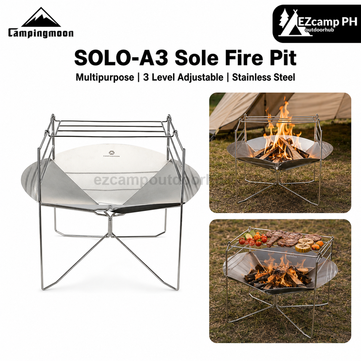 Campingmoon SOLO-A3 Sole Fire Pit Portable Lightweight Multifunctional Barbecue Grill Wood Stove Bonfire Heating Fire Station Outdoor Camping Travel