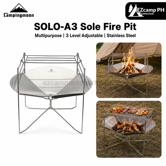 Campingmoon SOLO-A3 Sole Fire Pit Portable Lightweight Multifunctional Barbecue Grill Wood Stove Bonfire Heating Fire Station Outdoor Camping Travel
