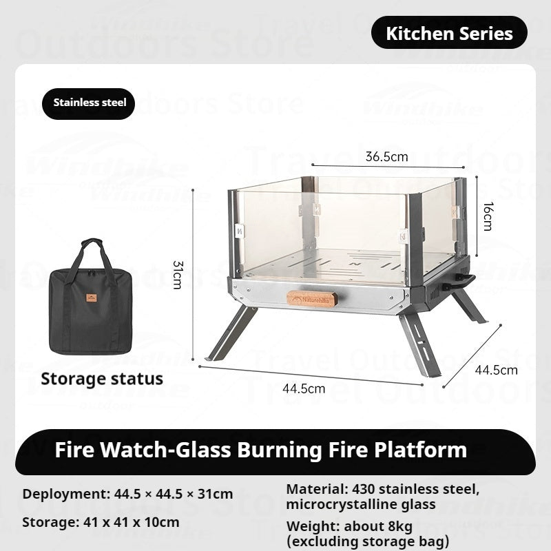 Naturehike Foldable Campfire Stand Outdoor Multipurpose Burning Platform Heating Fire Rack Bonfire Warm Oneself Glass Furnace 430 Stainless Steel