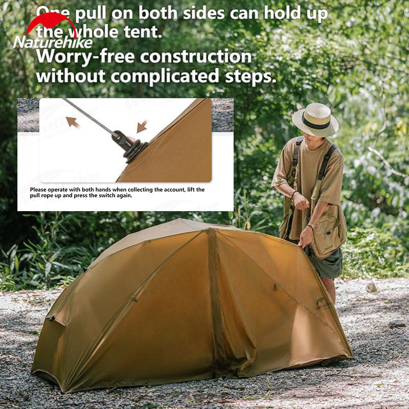 Naturehike CANYON Off the Ground Single 1 Person Tent Fast Quick Open Folding Bed Cot Military Outdoor Camping Waterproof 20D Nylon Silicon Ultralight Portable Hiking Backpacking Tent Nature Hike