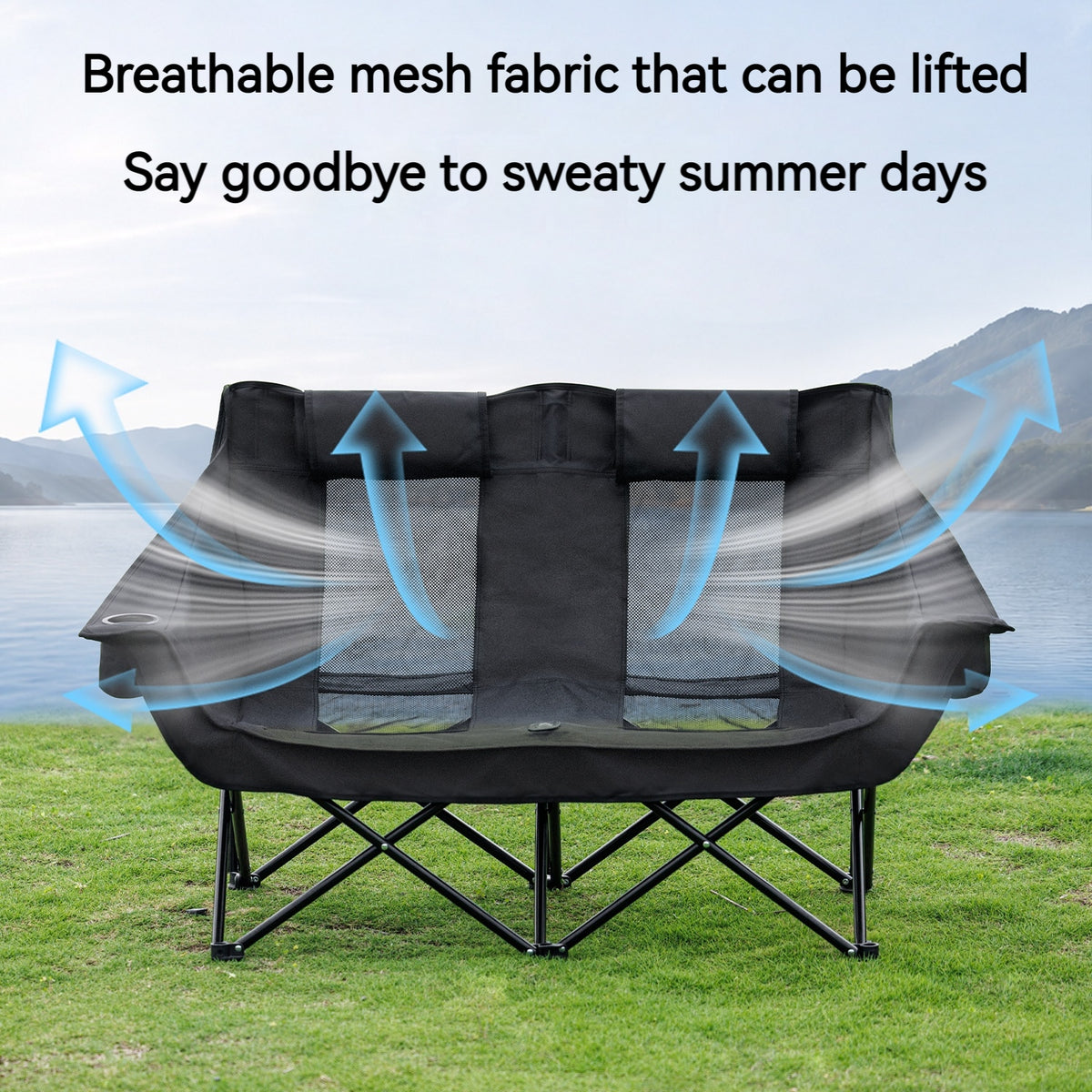 Blackdog FLOATING MOON PRO 2 Folding Portable Double Seat 225kg Max Load Extra Wide Camping Chair