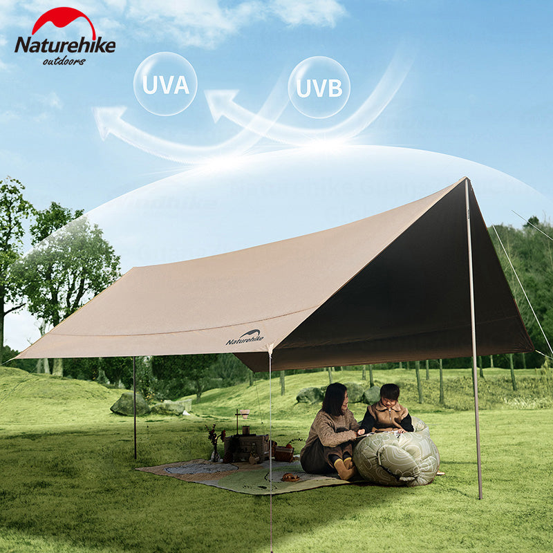 Naturehike CANOPY OF THE SKY LITE Portable Camping Sun Shelter Awning Canopy Tarp Tent UV Waterproof PU18000 Windproof Outdoor Hiking Sunscreen Large Space 11㎡ / 17㎡ Sunshade Black Coating Vinyl Orignal Nature Hike