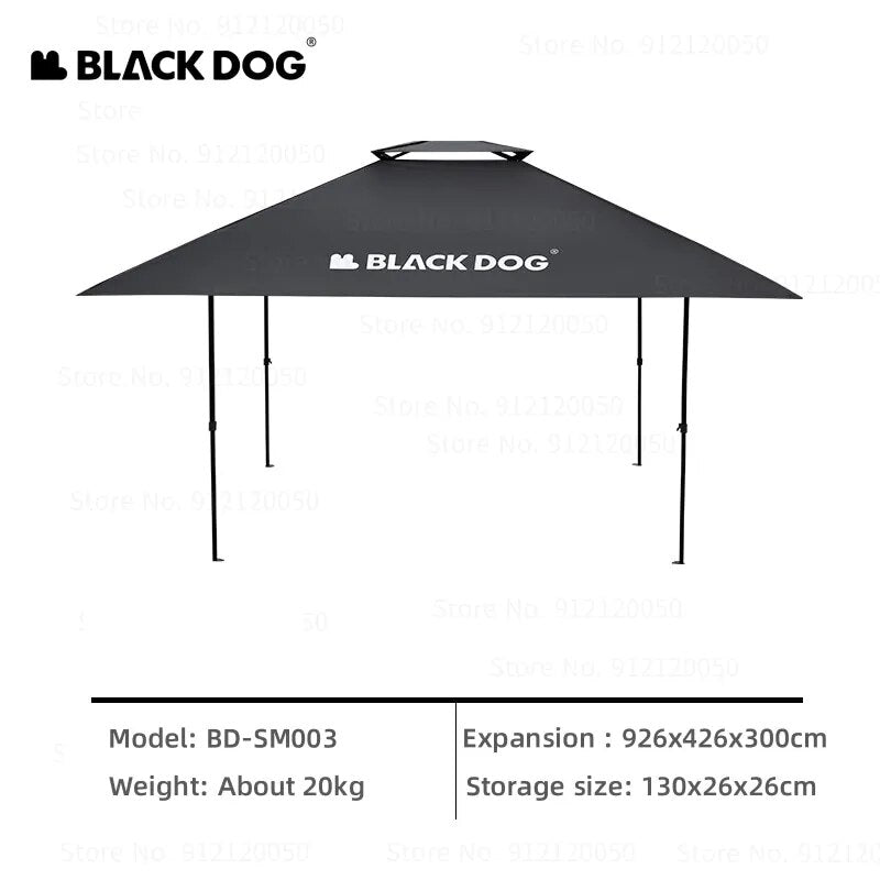 BLACKDOG Black Square Shade Canopy Tent Portable Folding Awning Pergola Vinyl Coated Waterproof UPF50+ Sunscreen 22m² Extra Large Shade Space Outdoor Heavy Duty Foldable Umbrella Gathering Car Camping Adjustable Height Heavy Duty Original Black Dog