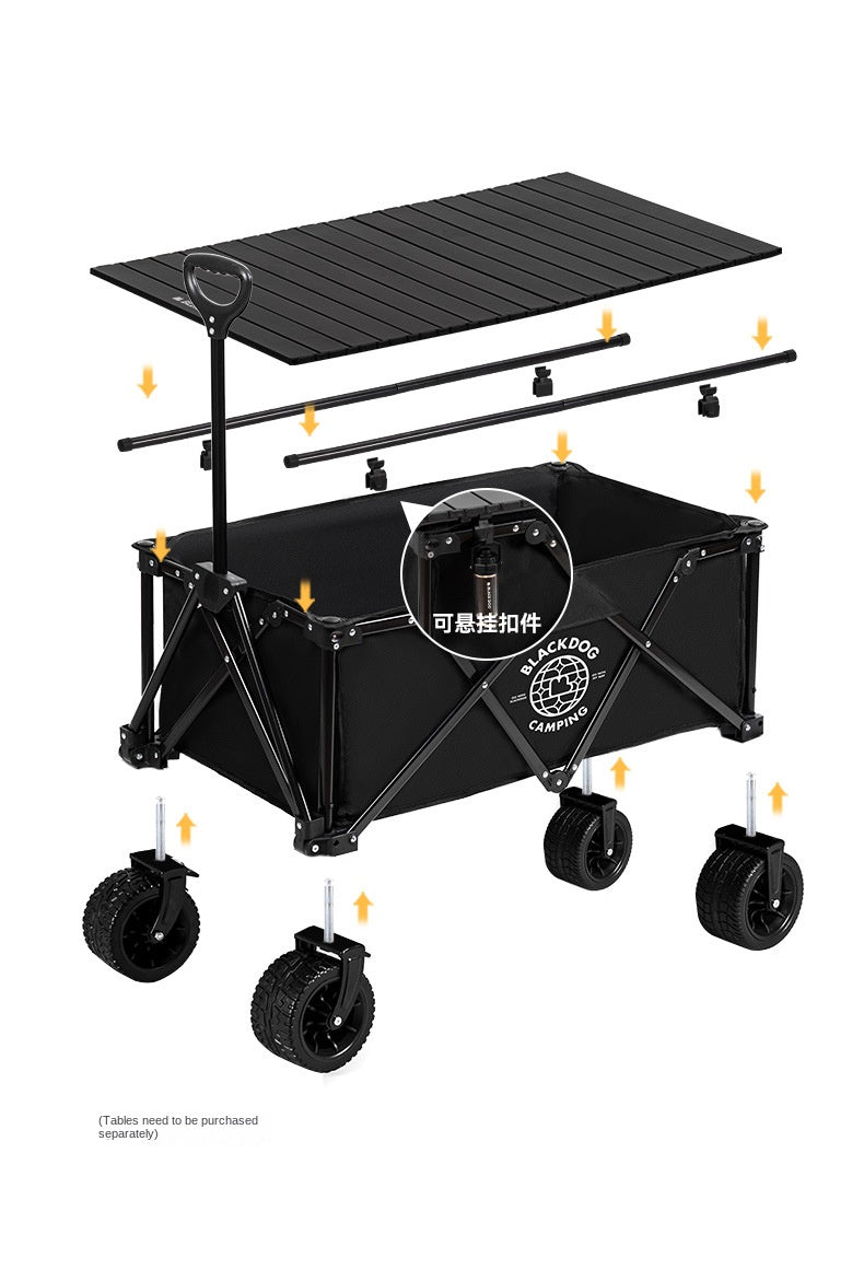 BLACKDOG Mountain Shadow Pro Camping Cart 150 Liters Large Capacity Folding Collapsible Cart Wagon Hiking Outdoor Garden Picnic Sundries Portable Handcart Storage Detachable Four-way Trolley With Brake Heavy Duty Original Black Dog