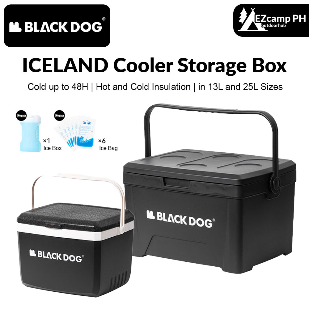 BLACKDOG by Naturehike ICELAND Cooler 13L 25L Hot and Cold up to 48H Foods Drinks Ice Storage Box Outdoor Camping Picnic Fishing 3 Layer PP EPS Insulation Chest Container 50kg Max Load Black Dog Nature Hike