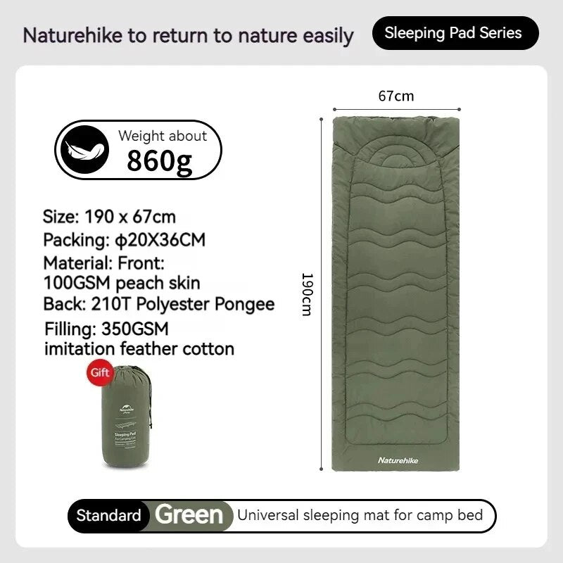 Naturehike Universal Folding Bed Cushion Cover 190x67cm Adjustable Strap Buckle Cotton Comfortable Soft Skin Friendly Warm Sleeping Pad Mat for Outdoor Camping Cot Add-on Accessories Ultralight Portable Storage Nature Hike