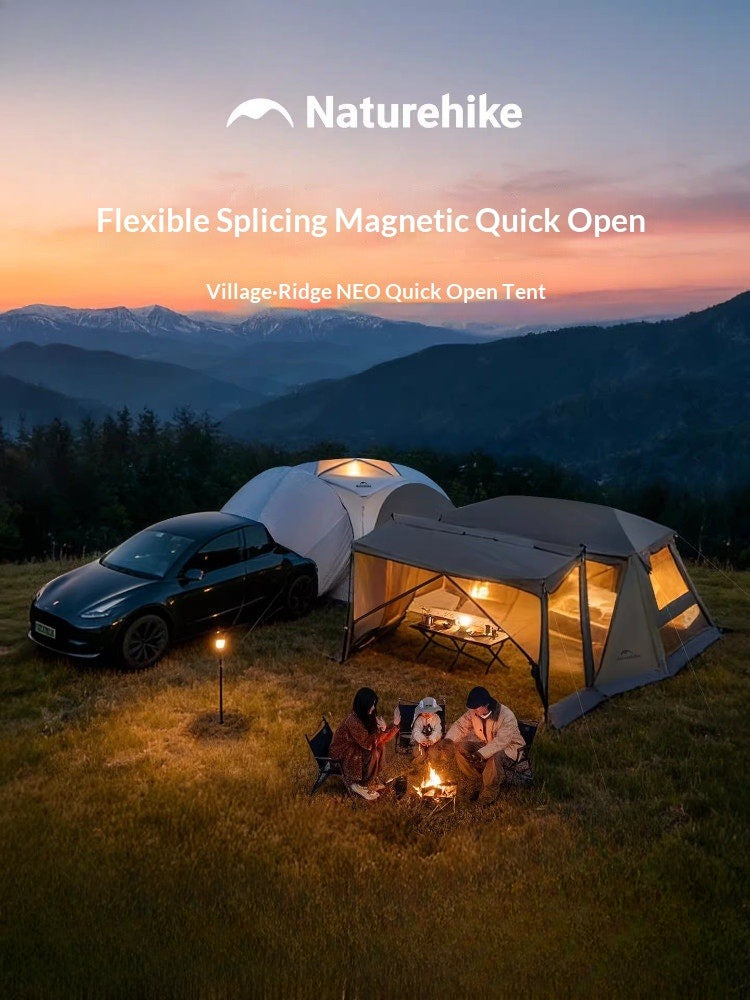 Naturehike VILLAGE 13 NEO Automatic Tent Cabin Style Multiple Settings Tent 1 Bedroom 1 Living Room Ti Black Coated Sunscreen 6 Person Outdoor